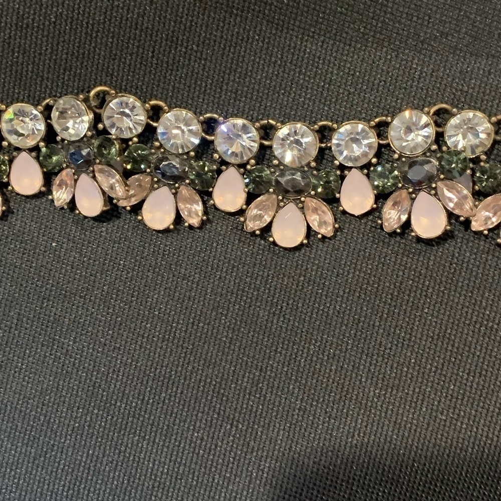 Rhinestone Vintage Silver chain Statement Necklace - Picture 3 of 6